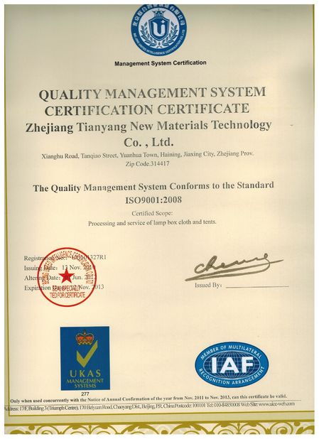 Chiny Shanghai BGO Industries Ltd. Certyfikaty