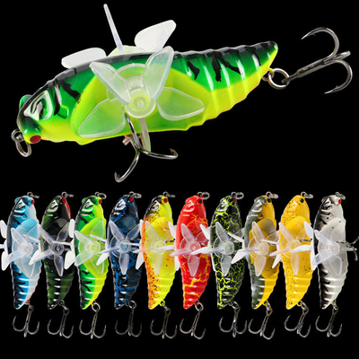 10 Colors 7.5CM/15.5g Twin Propeller Plastic Hard Bait Tractor Rotary Tackle Popper Fishing Lure
