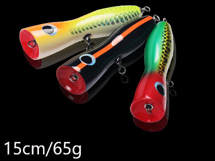 5 kolorów 15 CM/65g Wood Bait Treble Hooks Wpływ wody Largemouth Bass Snakehead Popper drewniana przynęta